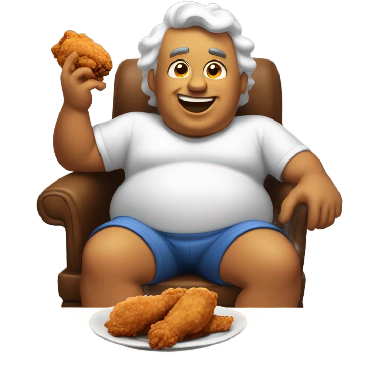 Fat man eating fried chicken emoji