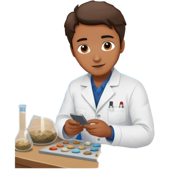 Marine geologist examining rock samples on deck of research vessel emoji
