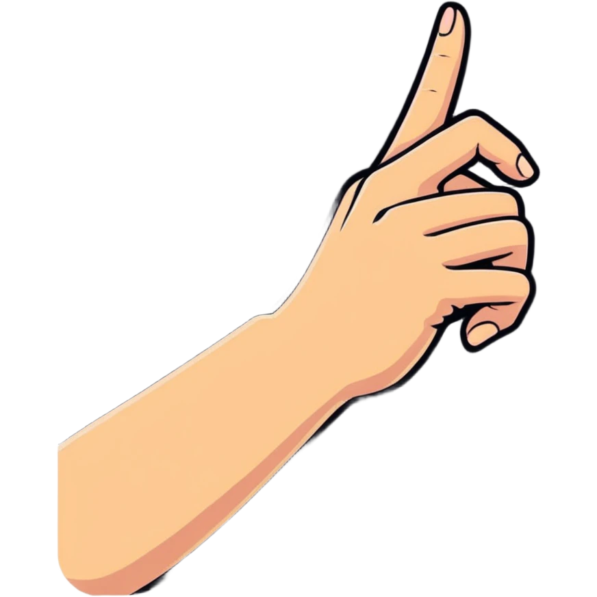 open hand with thumb holding down the ring finger, cartoonish sticker style emoji