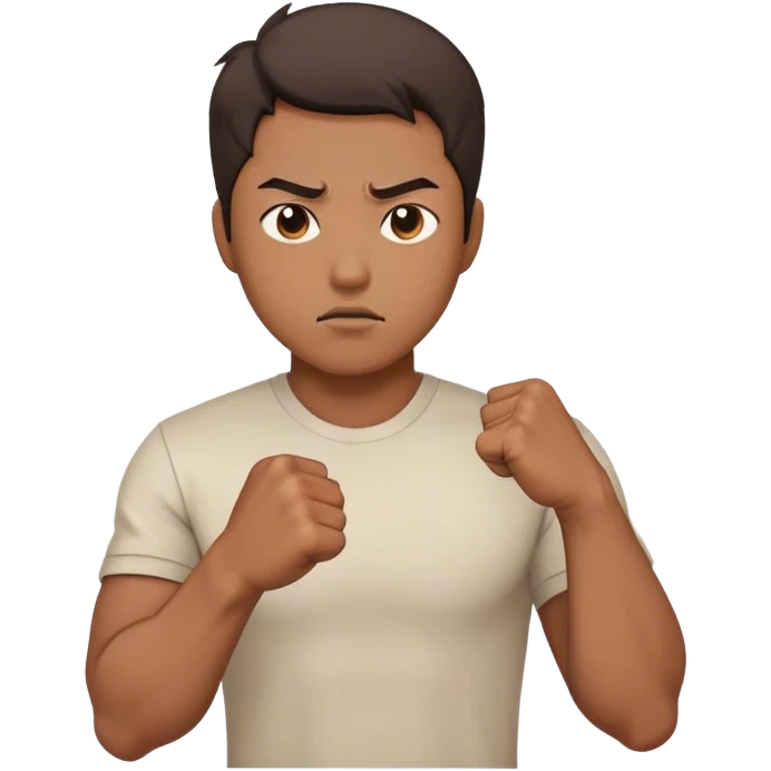 A determined Korean man in a shirt, clenching his fist with a confident expression. Emoji-style digital illustration emoji