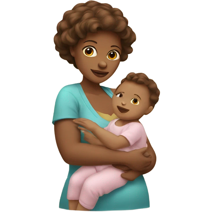 baby and mother brown hair  emoji