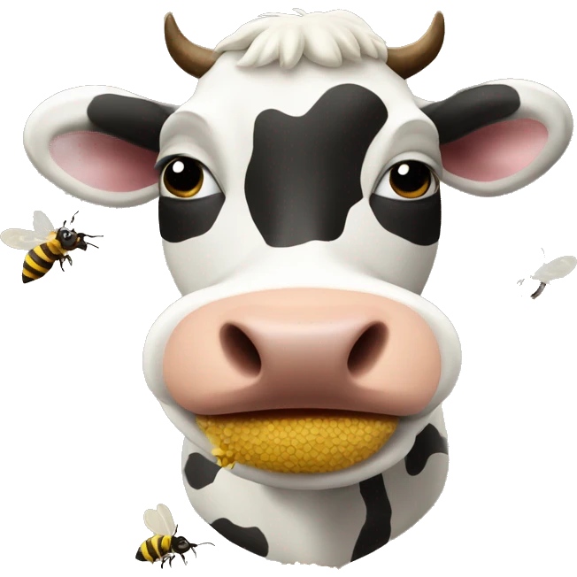 cow eating a bee emoji