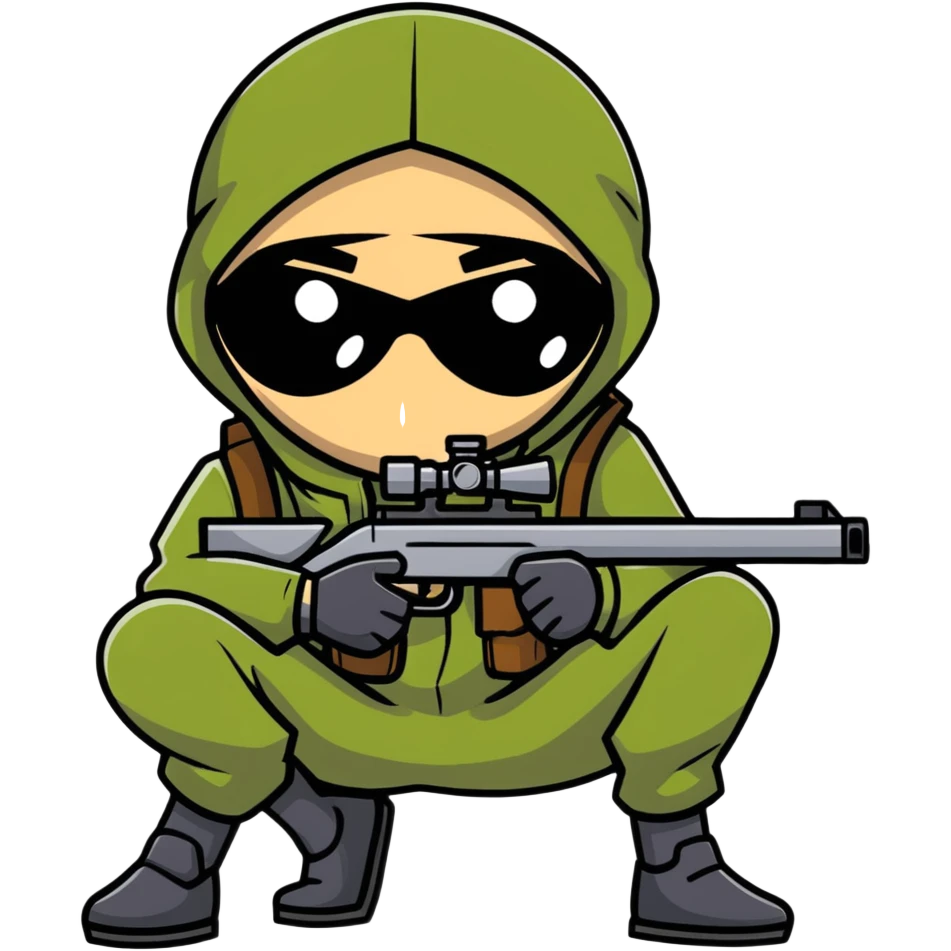 sniper cartoon crouching pose emoji