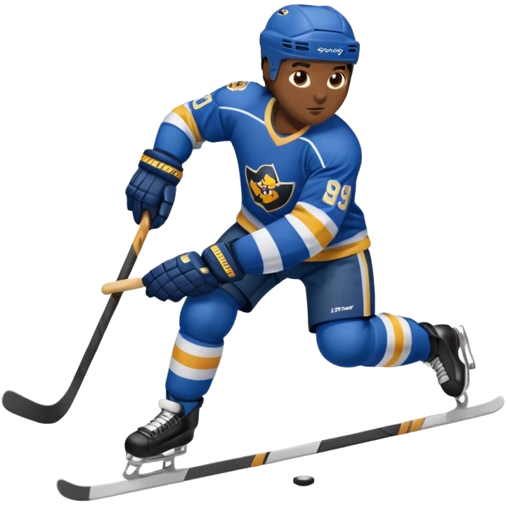 Hockey player with stick, full body emoji