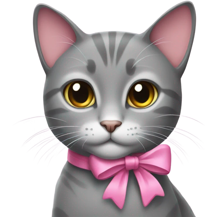 Grey cat with pink bow emoji