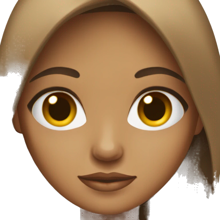 a light brown girl with dark brown straight hair round, brown eyes emoji