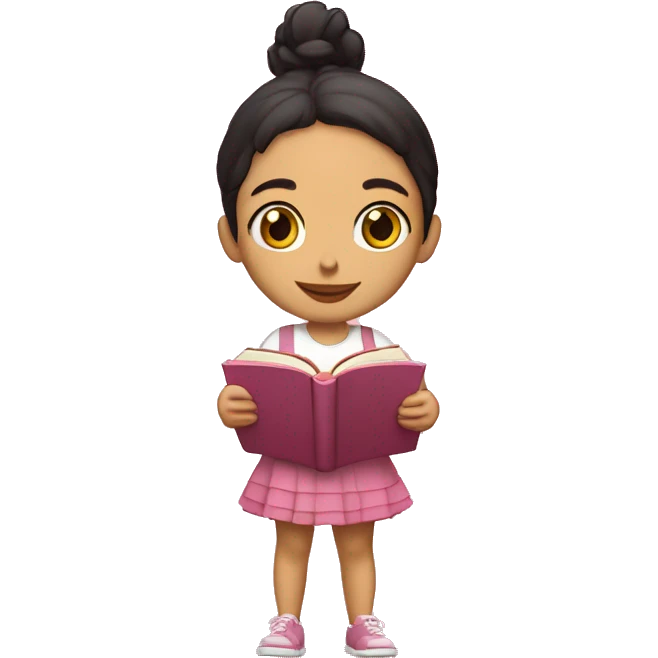 Chica morena con un libro y una rosa emoji