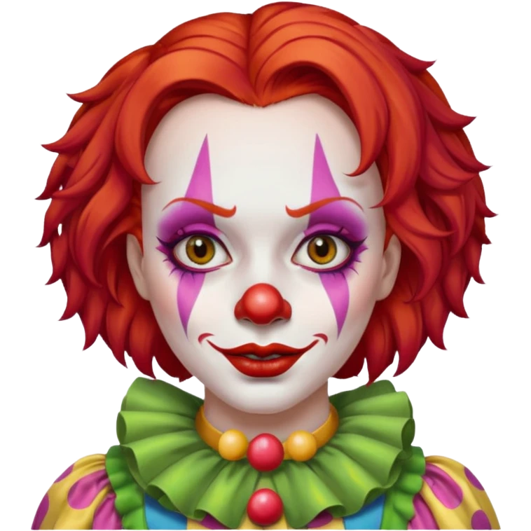 red long hair female clown emoji