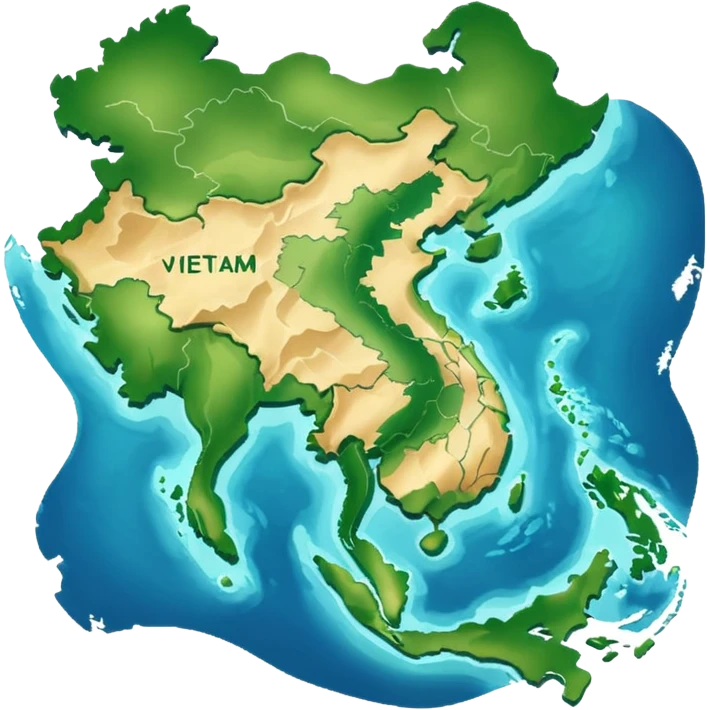 a vietnam map with no other countries around it emoji