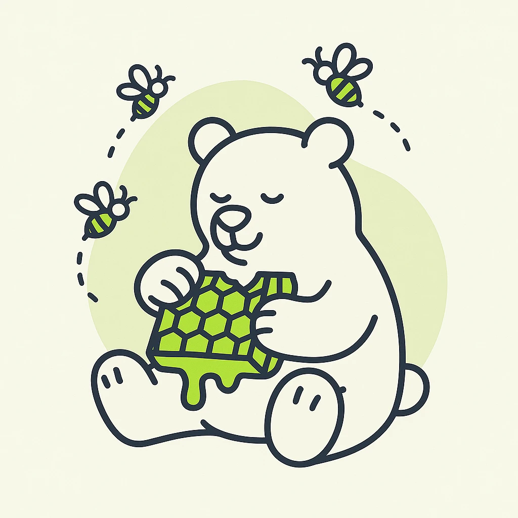 bear eating honeycomb with bees flying around emoji