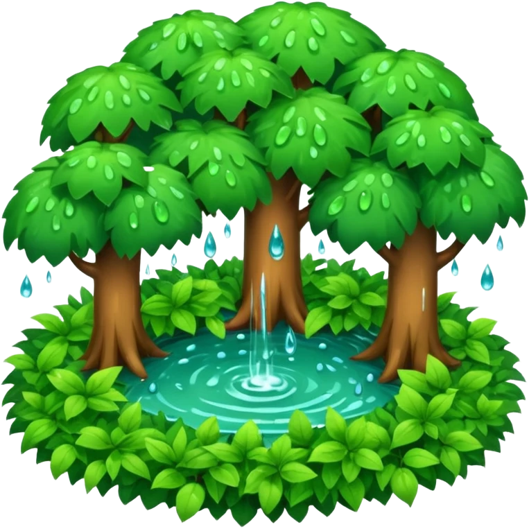 a forest were raining heavily i need a top view  emoji