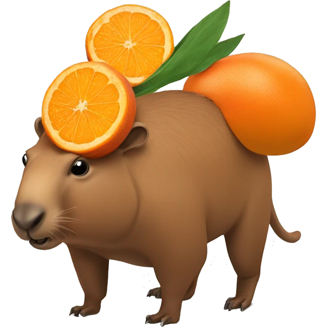 Capibara con una mandarina en la cabeza  emoji