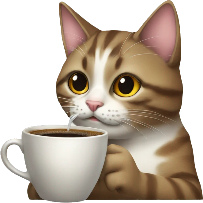 cat drinks coffee emoji