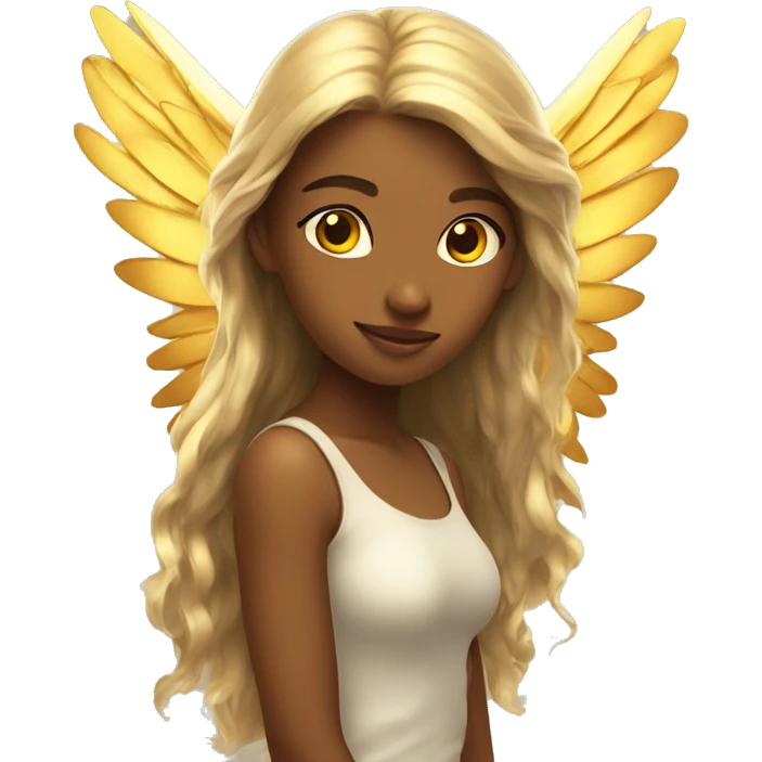 big wings, sun, gold, Beautiful, fairy, long hair emoji