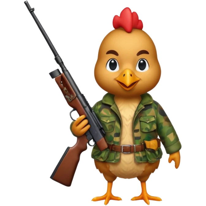 Emoji Chicken dressed as an hunter emoji