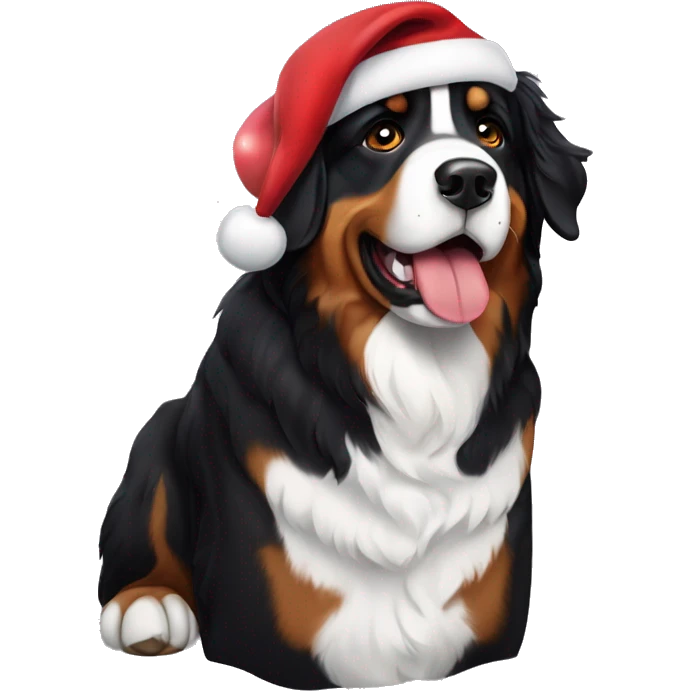 Bernese mountain dog wearing Santa hat  emoji