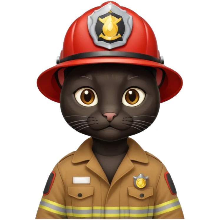 Fireman black Cat, brown cloth emoji