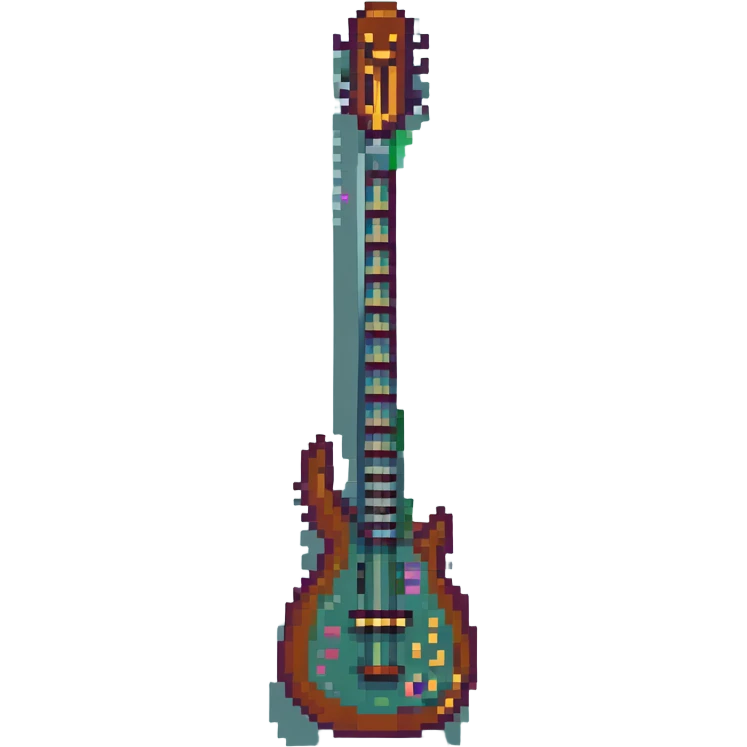 a sitar, pixel art style, retro video game look emoji