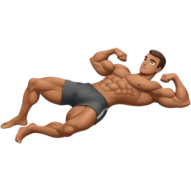 bodybuilder laying down abs exercise emoji