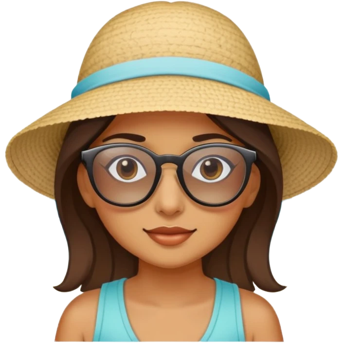 A girl with glasses at the beach  emoji