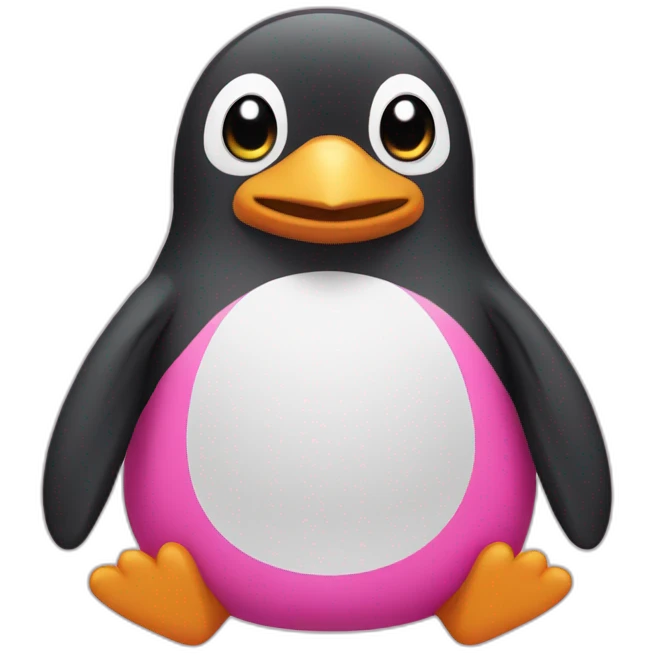 Pinguin wearing a pink shorts emoji