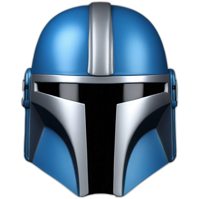 blue silver mandalorian helmet with black eye guard emoji
