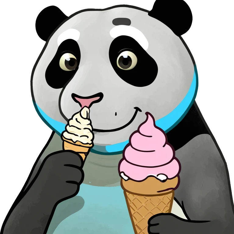 Panda eating ice cream emoji