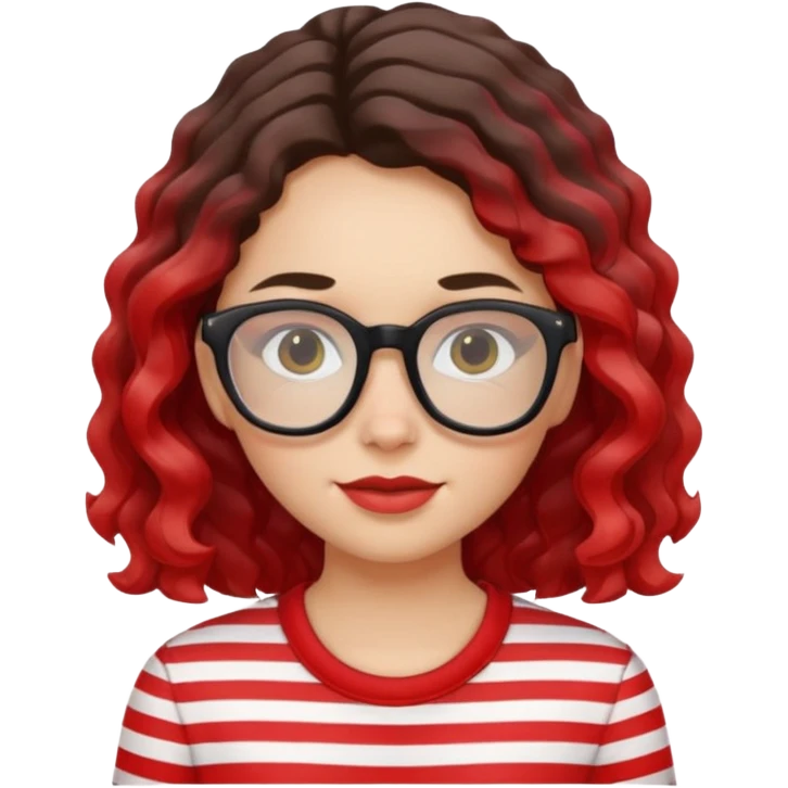 niña con pelo ondulado con una polera de tiras rojas y lentes negros  emoji