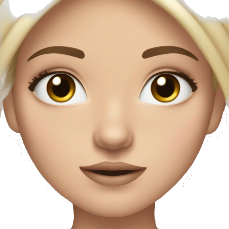 White girl straight dark brown hair lashes cute  emoji