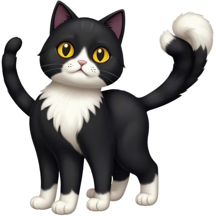 black cat with white chest and feet emoji