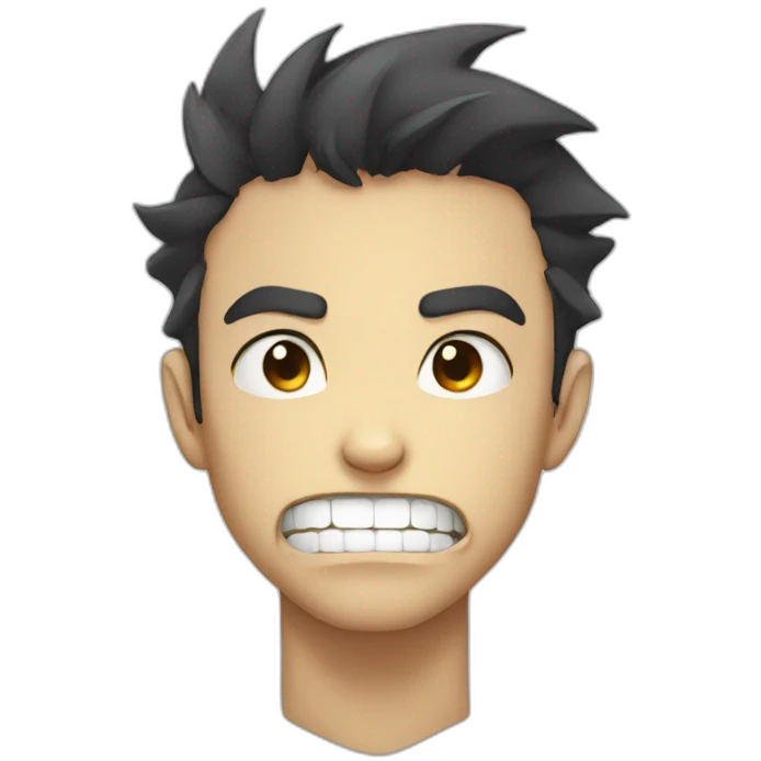 anime boy with angry face and teeth emoji