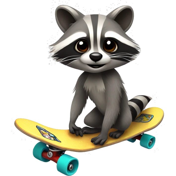 Raccoon on a skateboard emoji