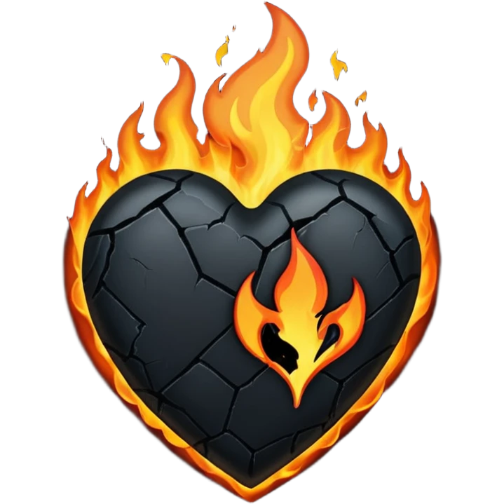 Black burning plain heart emoji