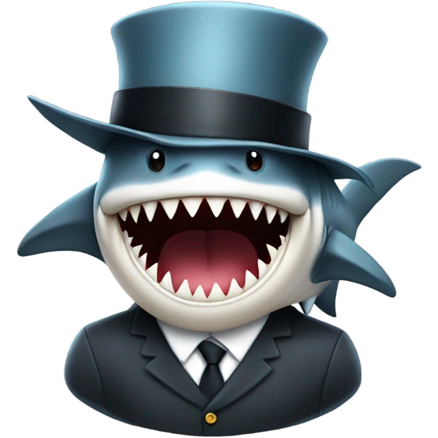 Shark with a top hat emoji