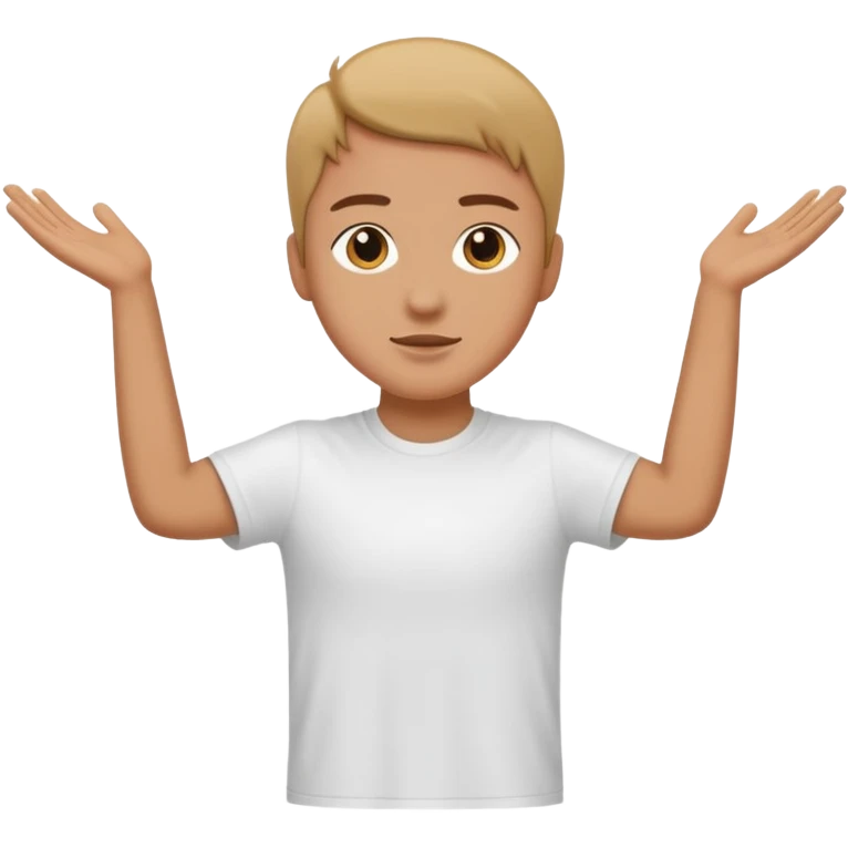 Una persona con los brazos estirados perpendicularmente hacia ambos lados con una camiseta blanca  emoji