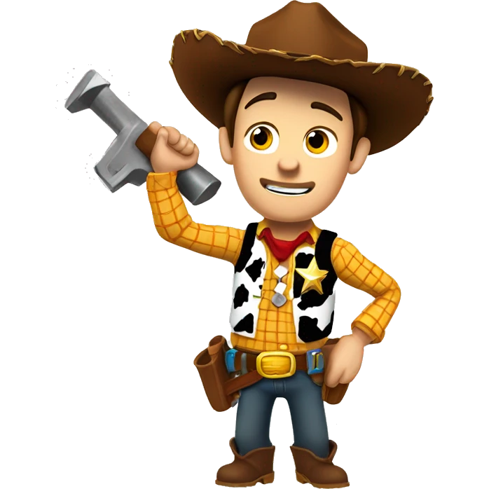 sheriff woody wearing a tool belt holding a hammer  emoji