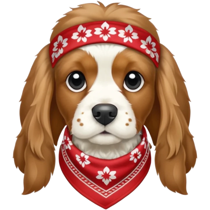 Собака породы черно-белый русский кокер спаниель в бандане Grow Street emoji