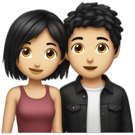 Boy blonde hair kissing girl black hair emoji