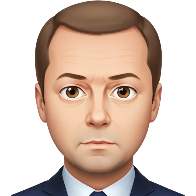 Dmitry Medvedev, round face, smooth finish, lifelike facial features, serious expression, bright background emoji
