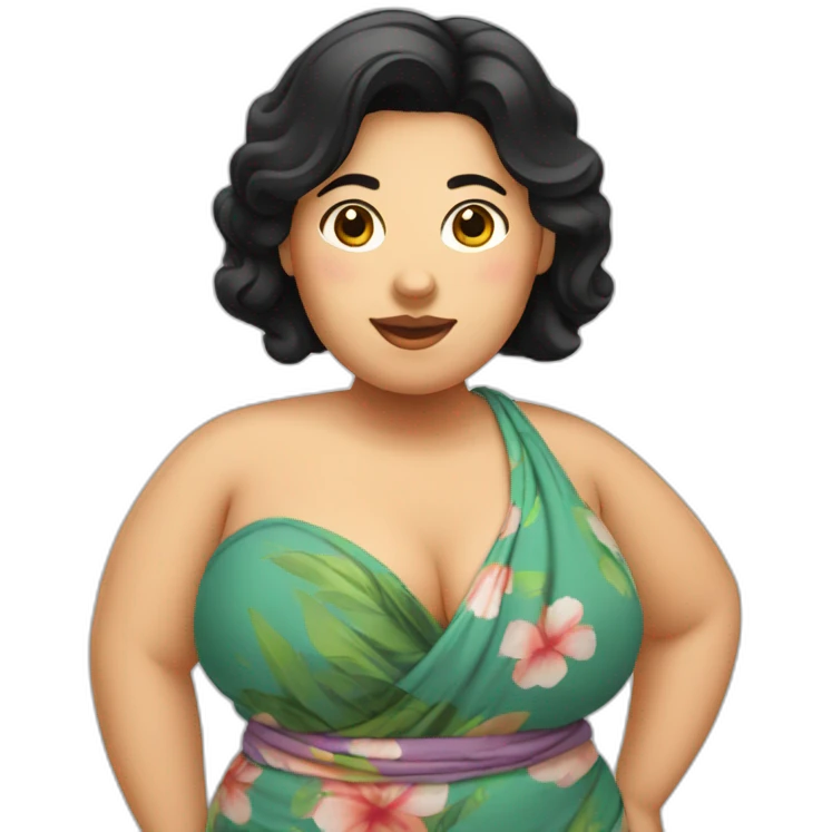 dutch chubby woman with black hair in a sarong emoji
