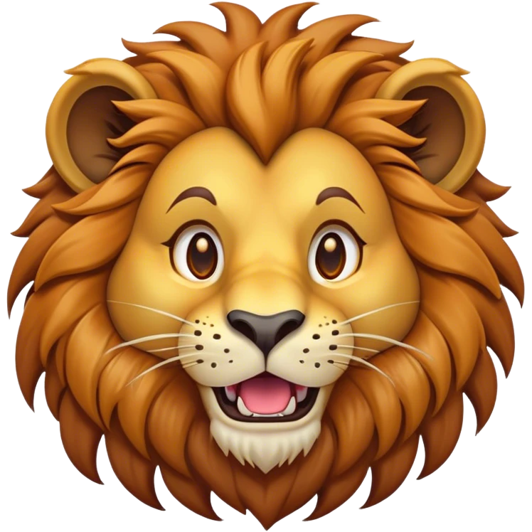 Cinematic Comical Lion Portrait Emoji, Head tilted dramatically with an exaggeratedly amused expression, featuring a striking tawny Fur with a flamboyant mane and wide, expressive amber eyes filled with playful disbelief, Simplified yet hilariously expressive features, highly detailed, glowing with a slightly sassy glow, high shine, dramatic yet playful, stylized with an air of cheeky jungle mischief, bright and endearing, soft glowing outline, capturing the essence of a spirited and over-the-top lion, so meme-worthy it feels like it could roar its way into internet fame instantly! emoji
