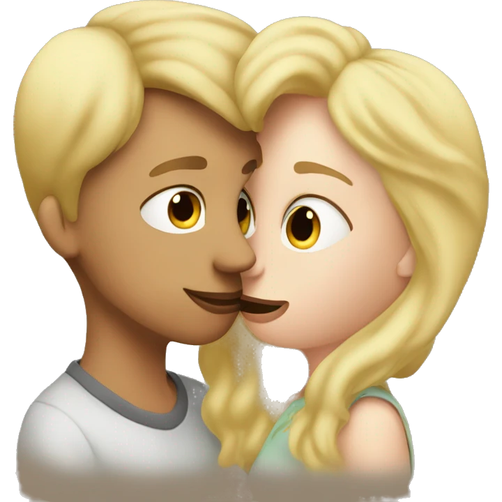 Boy blonde hair kissing mother and so emoji