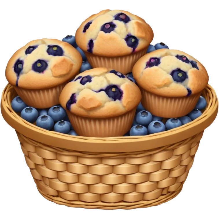 Basket of blueberry muffins emoji