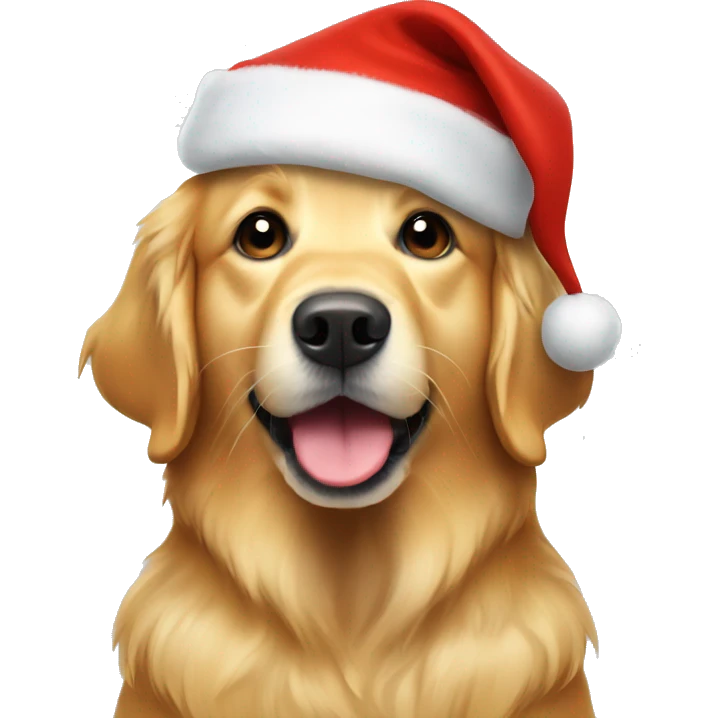 Golden Retriever with Santa hat emoji