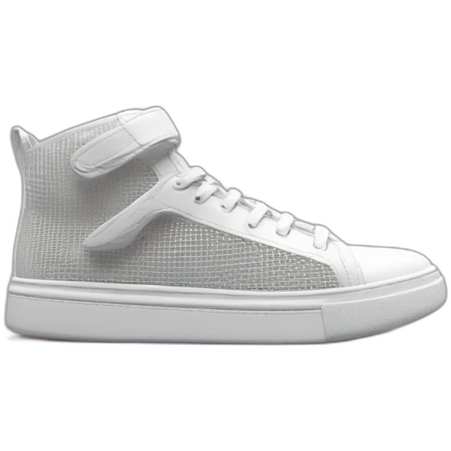 tech-loom bliss mesh pvc sneakers, surrealism, hyper aesthetic, hyper detailed, CGI, professional merchandise emoji