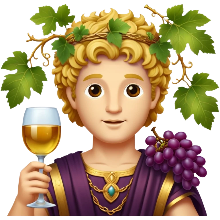 Bacchus Roman god of wine with grape vines and goblet emoji
