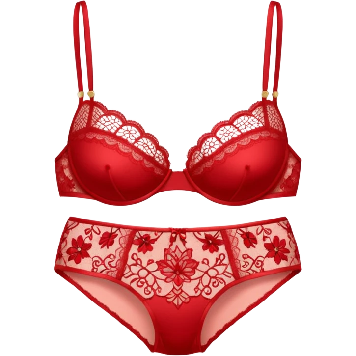 Red lacy bra and panties emoji