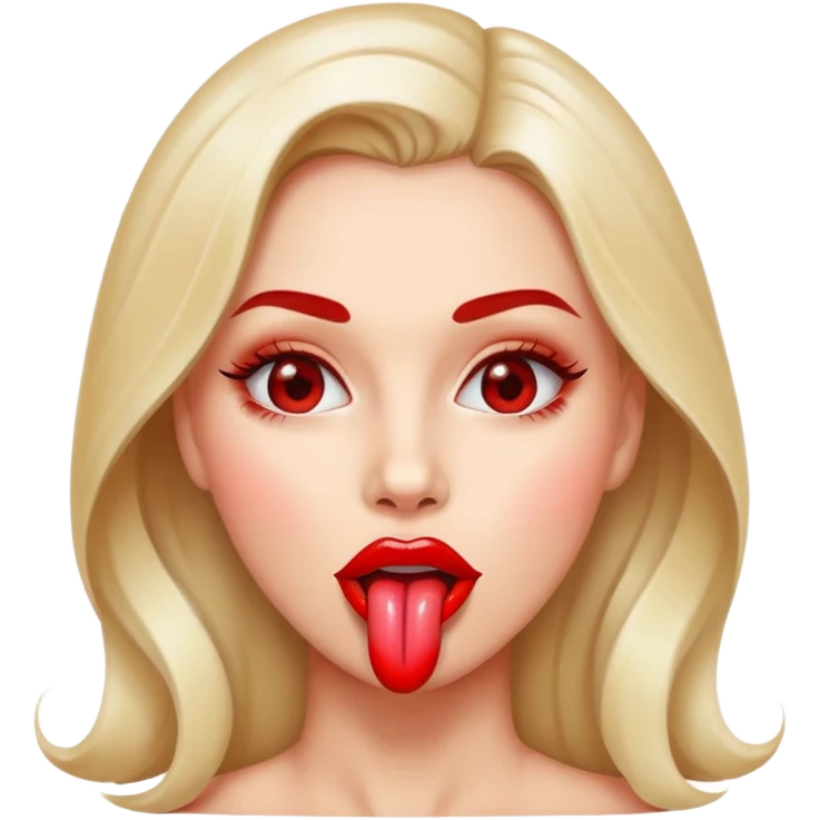 Woman tongue red shiny lips emoji