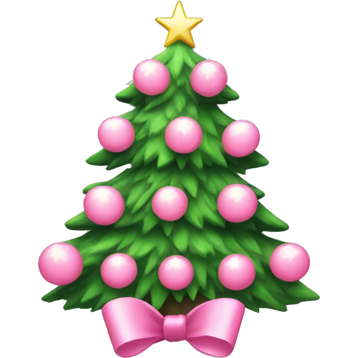Twinkling Christmas tree with pink bows emoji