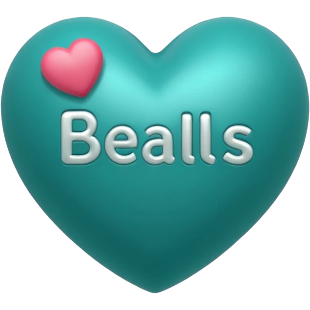 Teal heart with Belles with Balls wording emoji